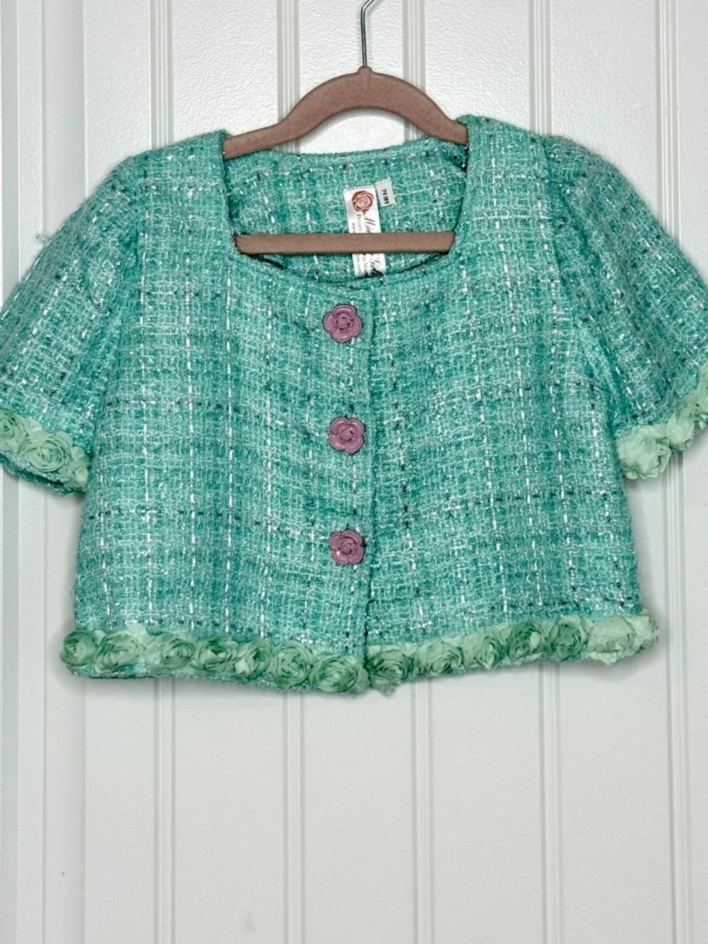 Girls Mint Tweed 2-Piece Pageant Outfit Size 7/8